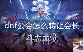 dnf公会怎么转让会长